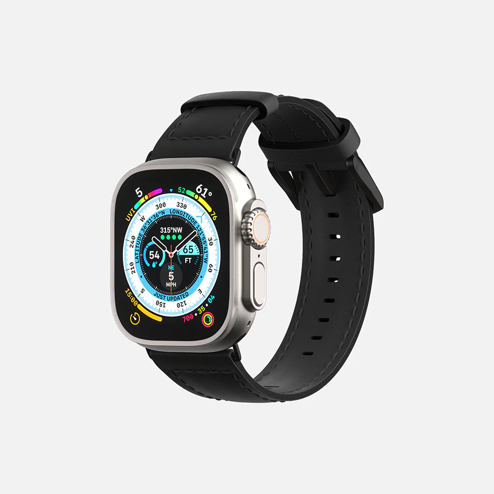 Apple Watch leather strap - Black - 42/44/45/49mm - Image 3
