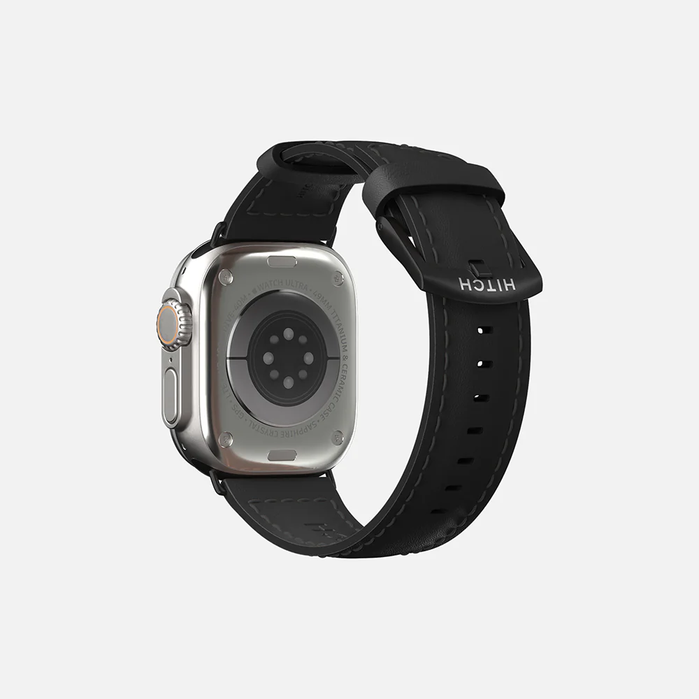 Apple Watch leather strap - Black - 42/44/45/49mm - Image 5
