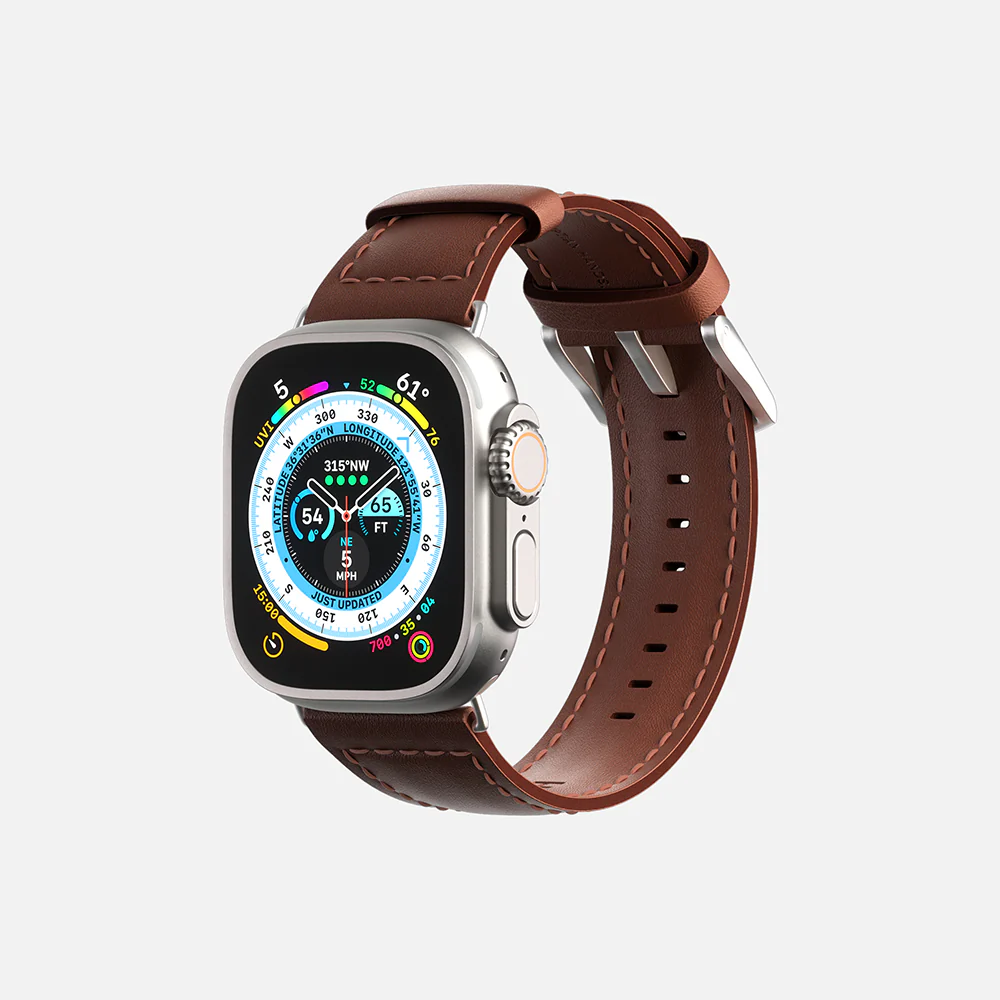 Apple Watch leather strap - Brown - 42/44/45/49mm - Image 4