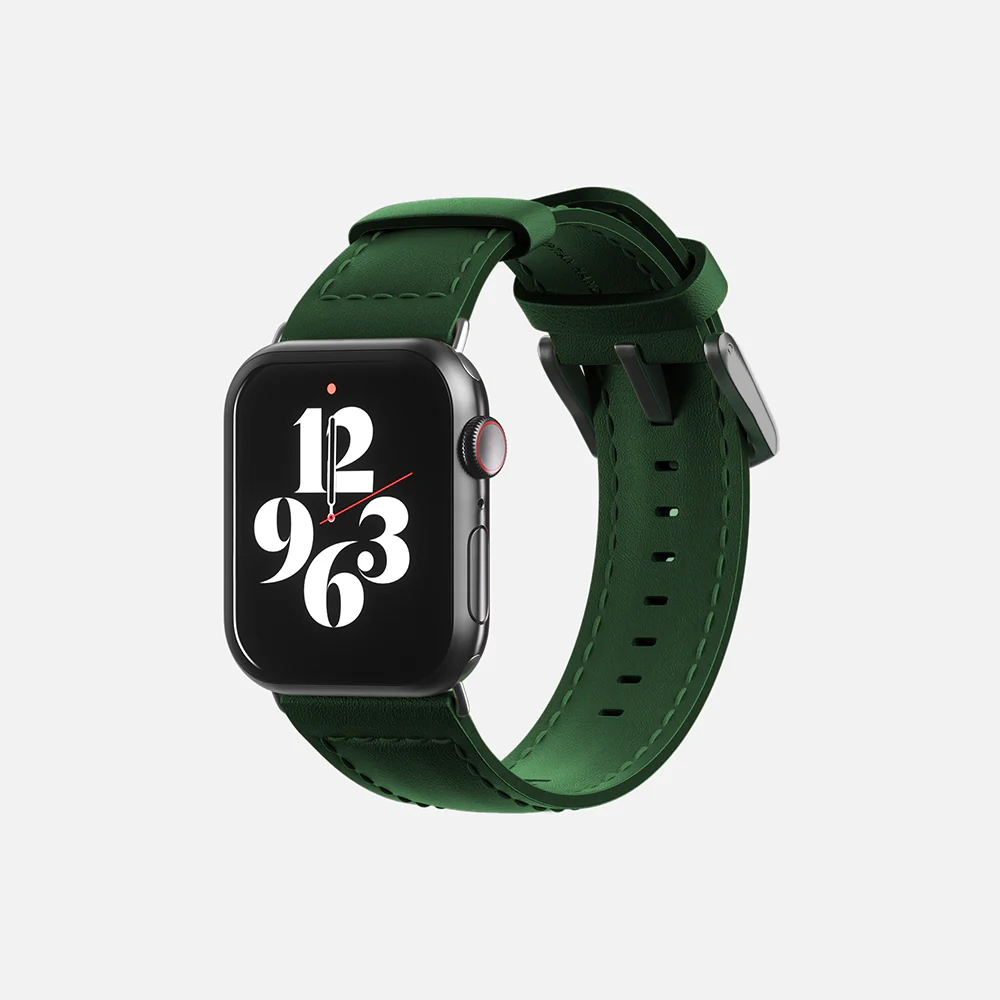 Apple Watch leather strap - Green- 42/44/45/49mm - Image 3