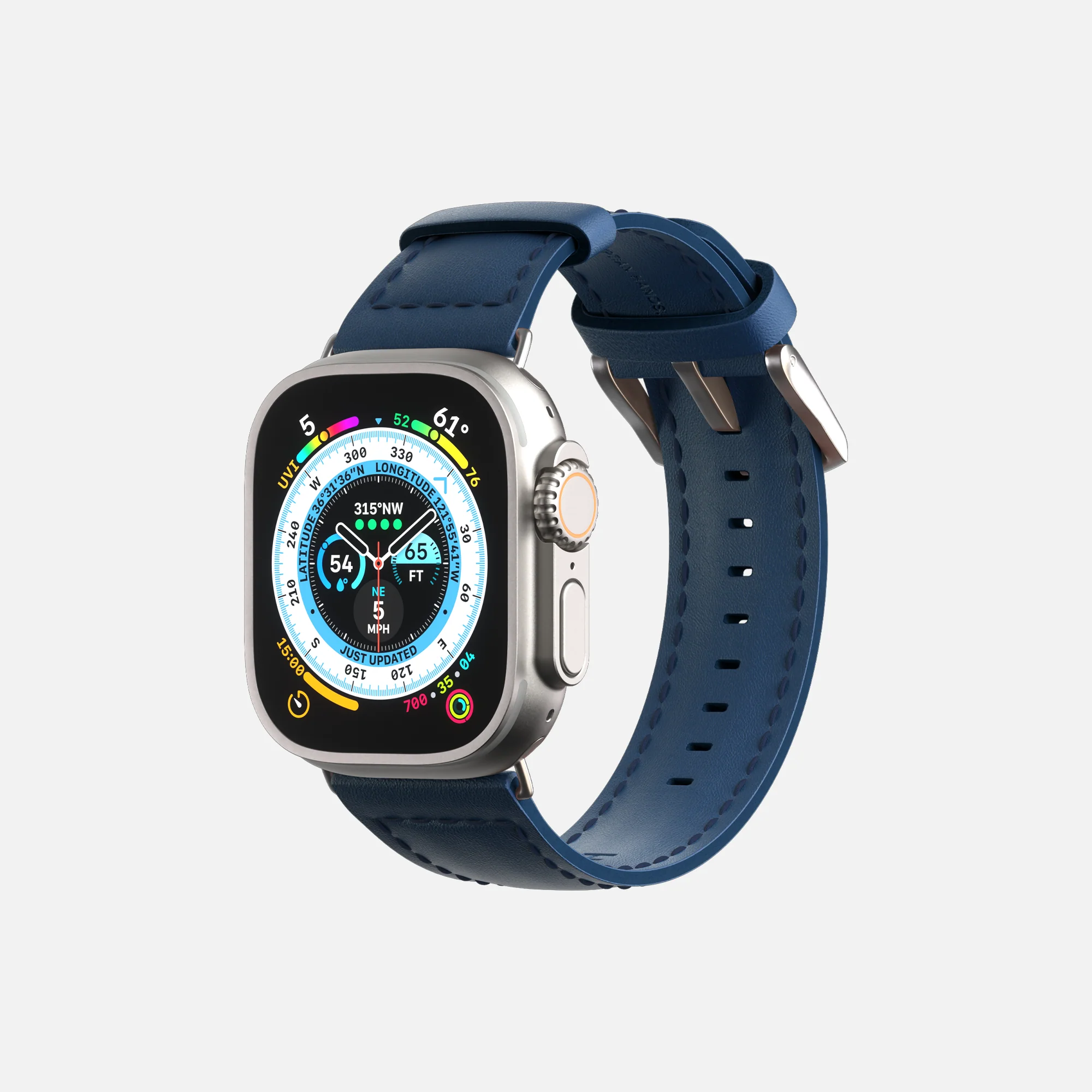 Apple Watch leather strap - Navy - 42/44/45/49mm - Image 10