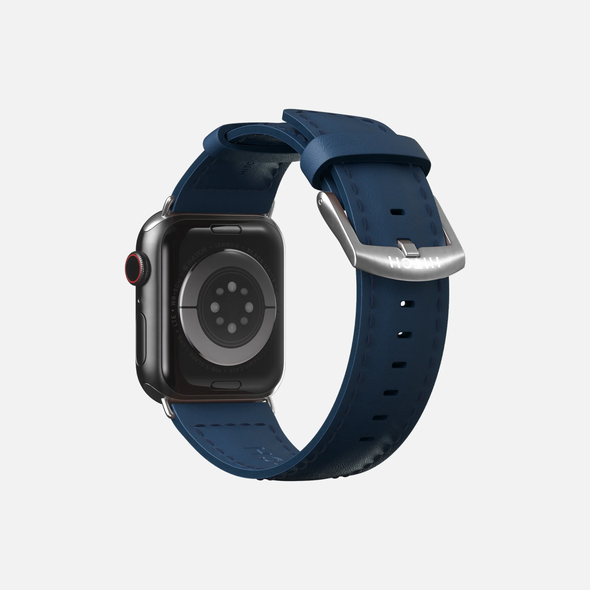 Apple Watch leather strap - Navy - 42/44/45/49mm - Image 4