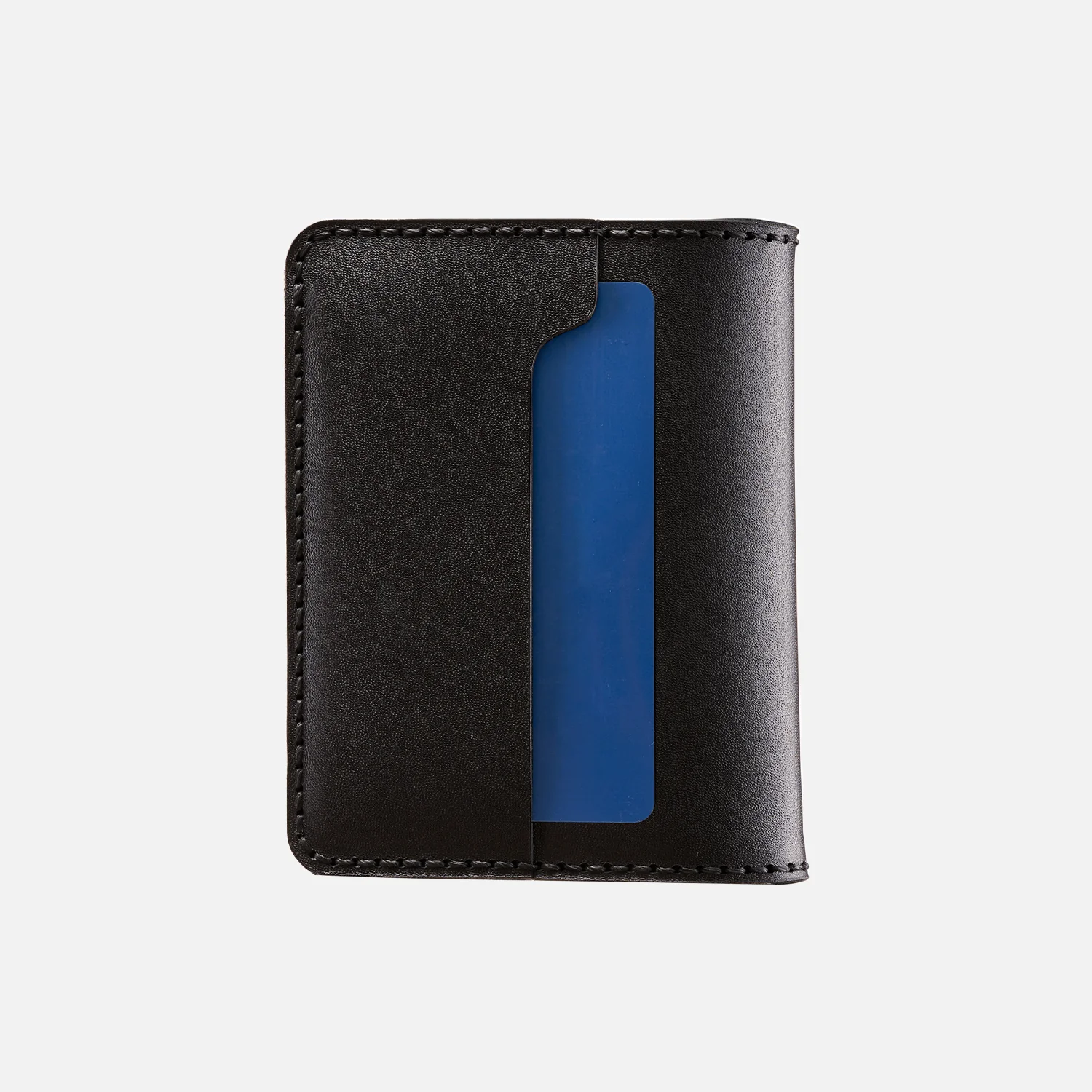 Bifold Card Wallet (Upgraded) - Handmade Natural Genuine Leather - Black - Image 3