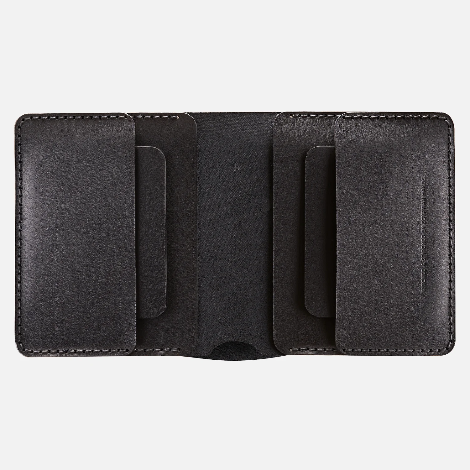 Bifold Wallet (Upgraded) - Handmade Natural Genuine Leather - Black - Image 3