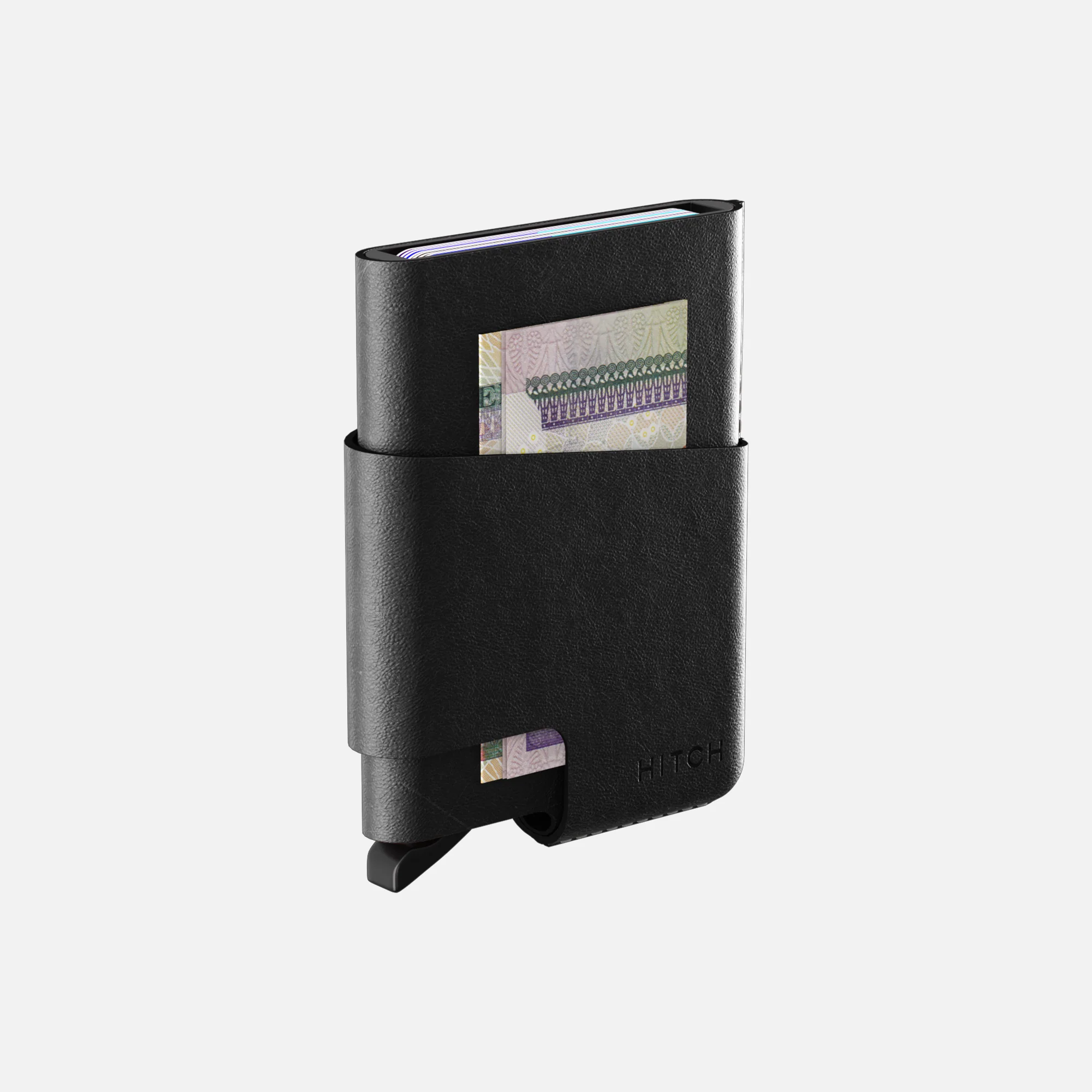 CUT-OUT Cardholder - RFID Block Featured - Handmade Natural Genuine Leather - Black - Image 4