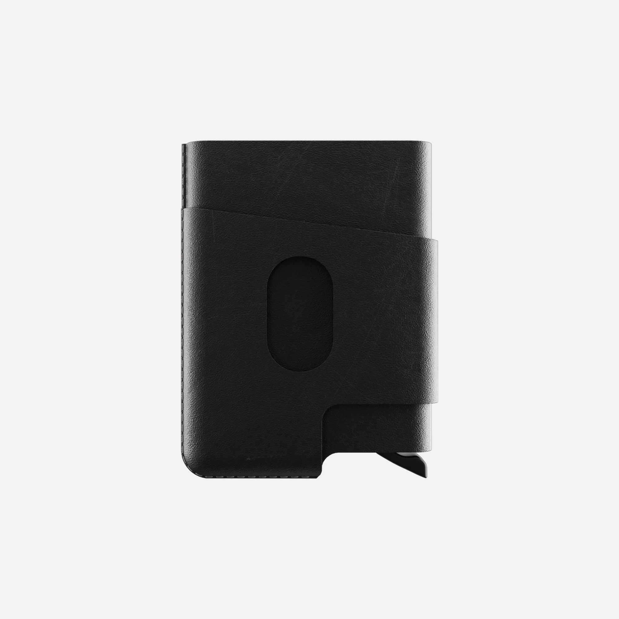 CUT-OUT Cardholder - RFID Block Featured - Handmade Natural Genuine Leather - Black - Image 7