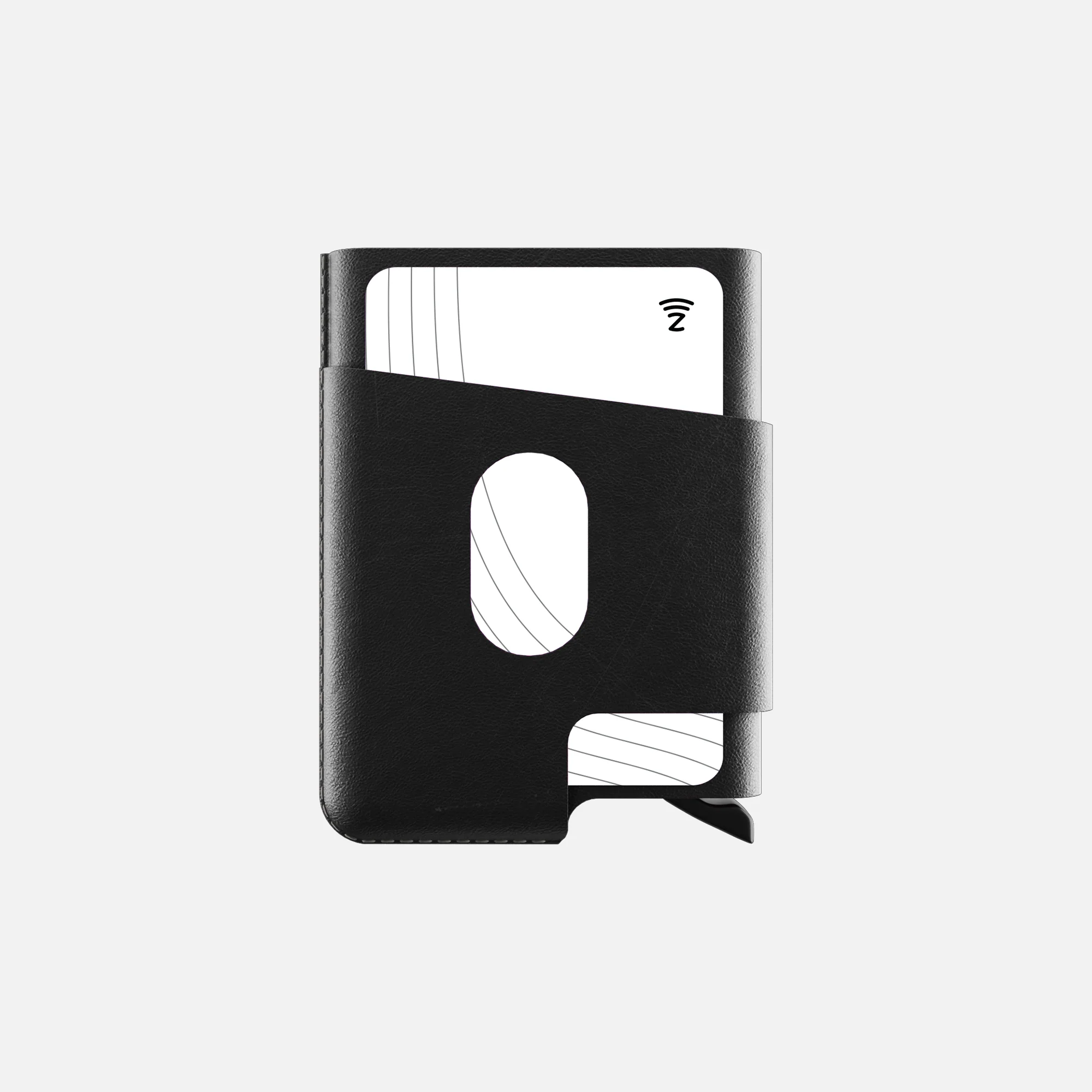 CUT-OUT Cardholder - RFID Block Featured - Handmade Natural Genuine Leather - Black - Image 8