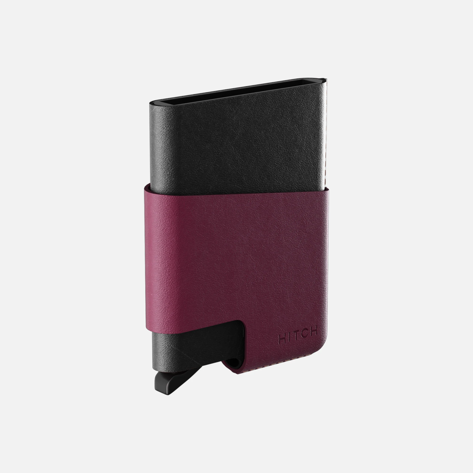 CUT-OUT Cardholder - RFID Block Featured - Handmade Natural Genuine Leather - Black/Burgundy - Image 5