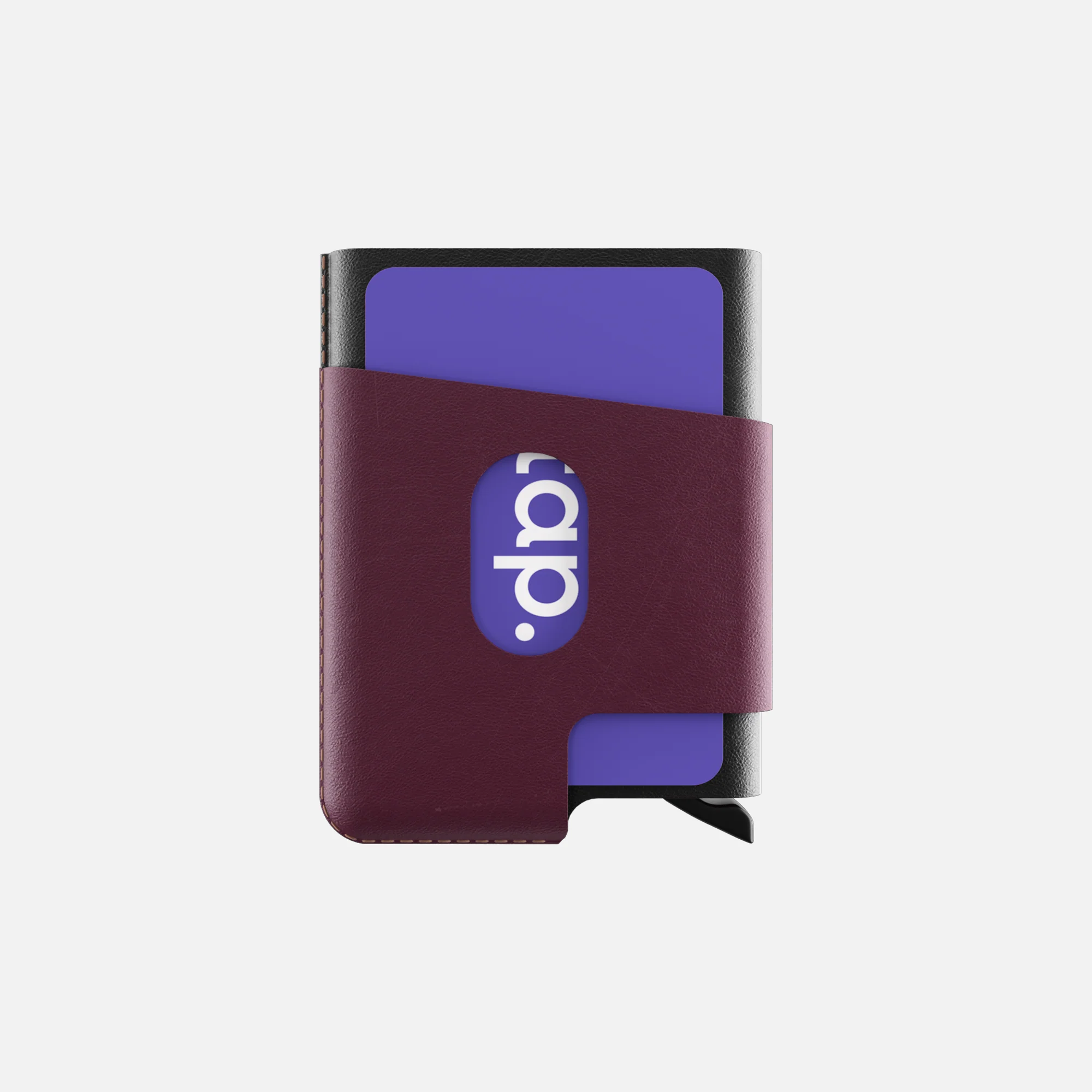 CUT-OUT Cardholder - RFID Block Featured - Handmade Natural Genuine Leather - Black/Burgundy - Image 7