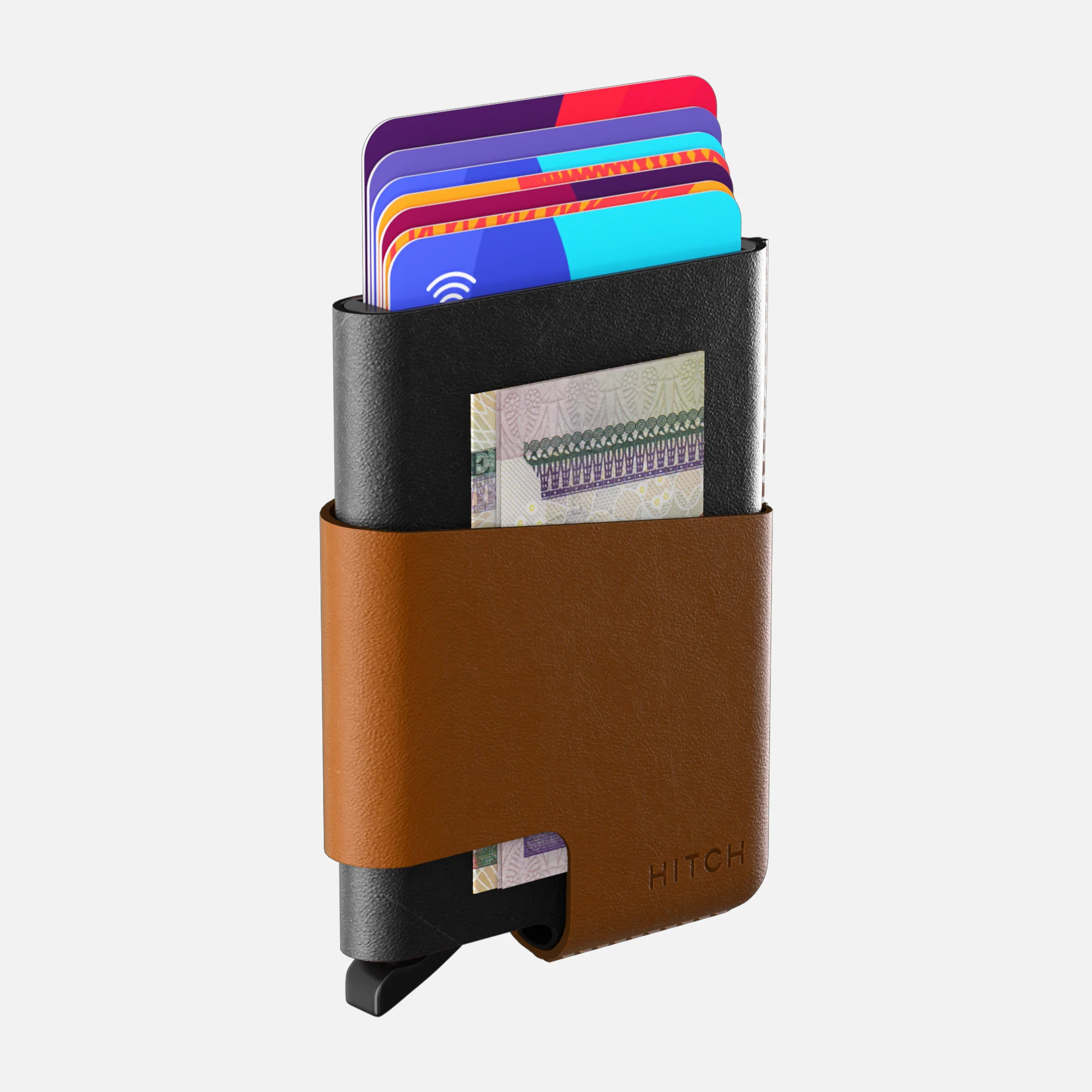 CUT-OUT Cardholder - RFID Block Featured - Handmade Natural Genuine Leather - Black/Havan - Image 4