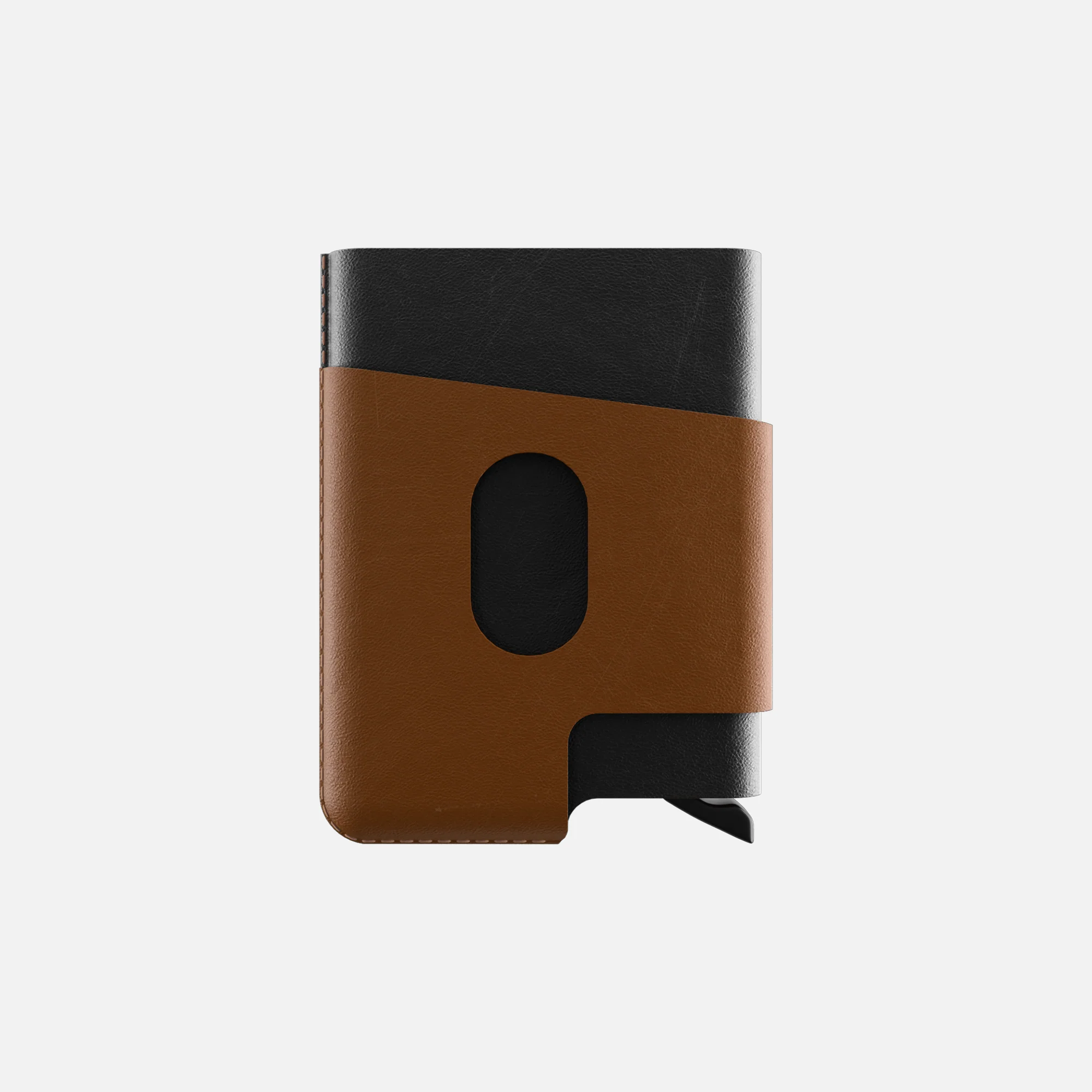 CUT-OUT Cardholder - RFID Block Featured - Handmade Natural Genuine Leather - Black/Havan - Image 8