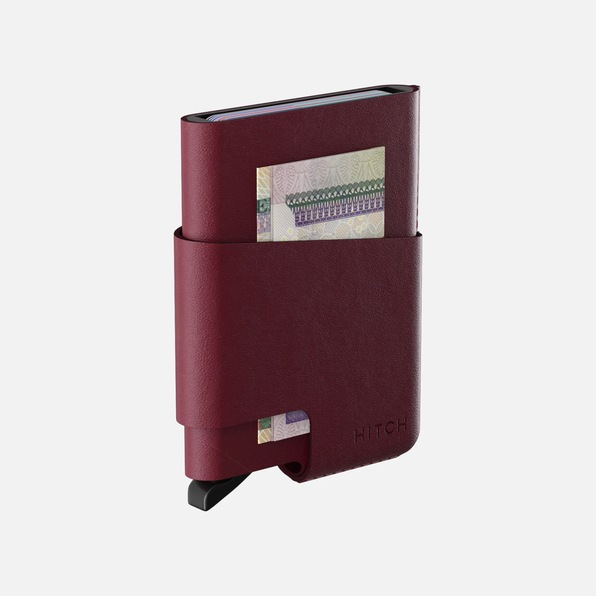 CUT-OUT Cardholder - RFID Block Featured - Handmade Natural Genuine Leather - Burgundy - Image 4