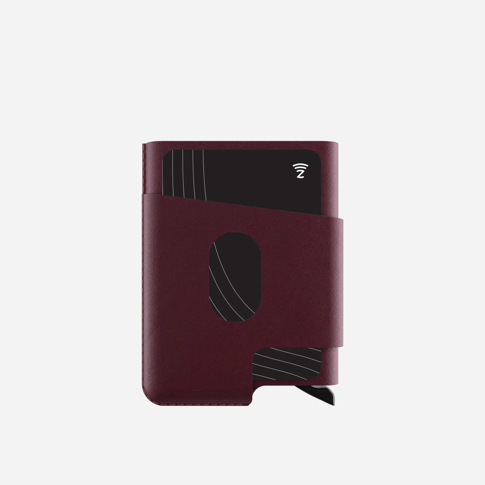 CUT-OUT Cardholder - RFID Block Featured - Handmade Natural Genuine Leather - Burgundy - Image 7