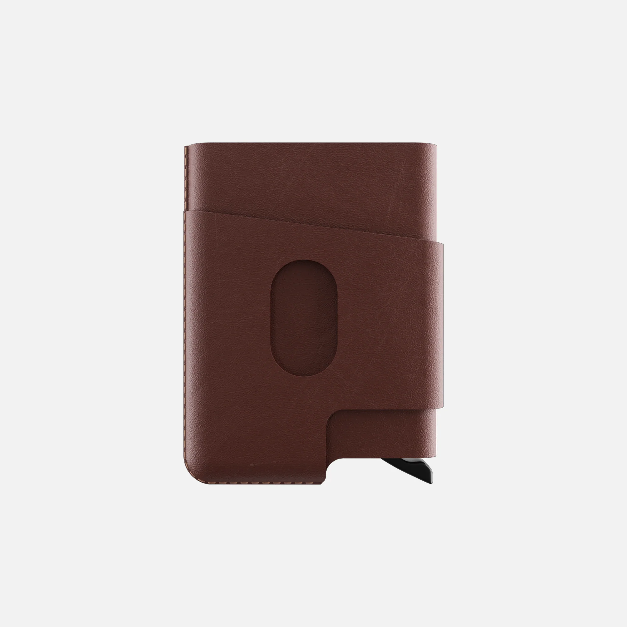 CUT-OUT Cardholder - RFID Block Featured - Handmade Natural Genuine Leather - Coffee Brown - Image 6