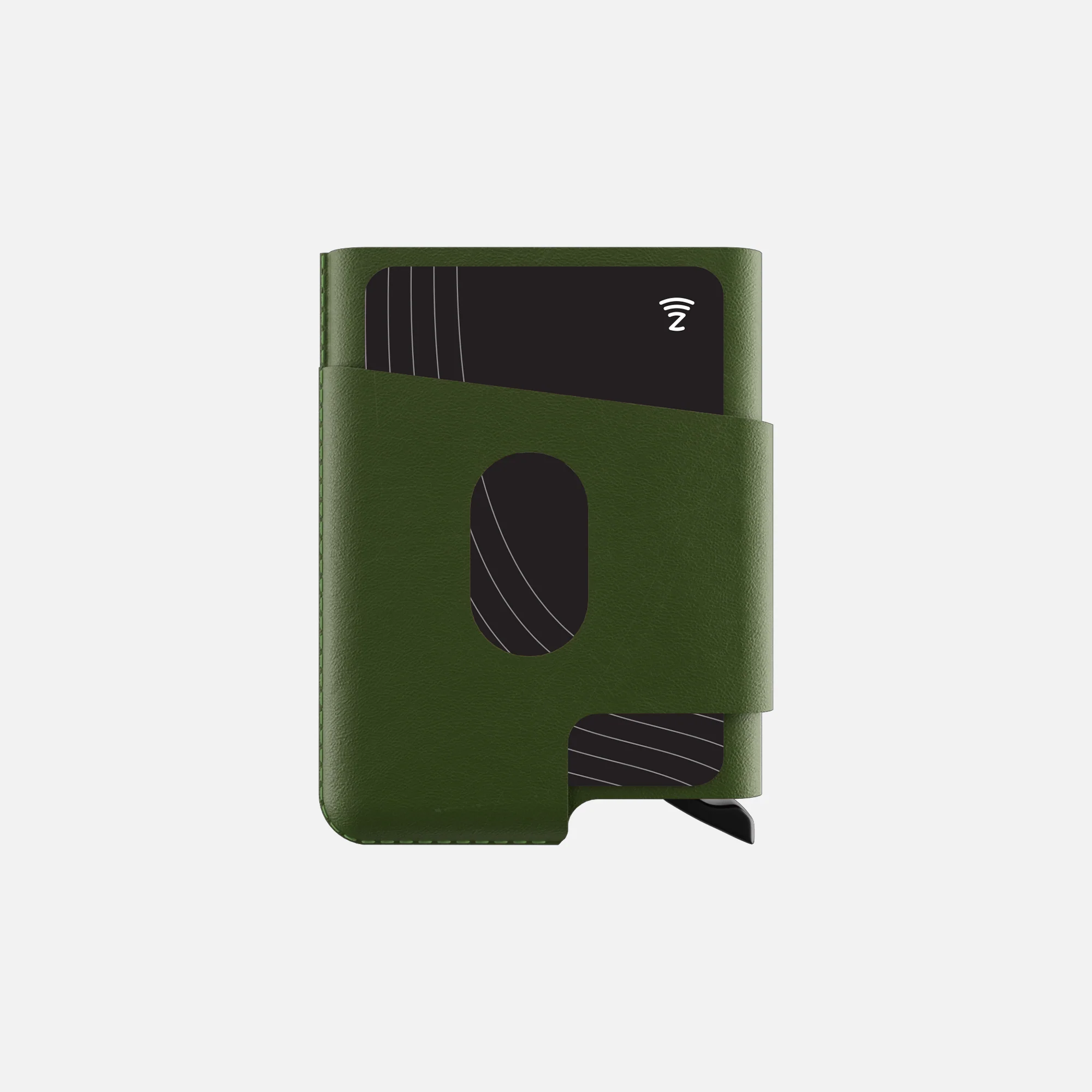 CUT-OUT Cardholder - RFID Block Featured - Handmade Natural Genuine Leather - Green - Image 7