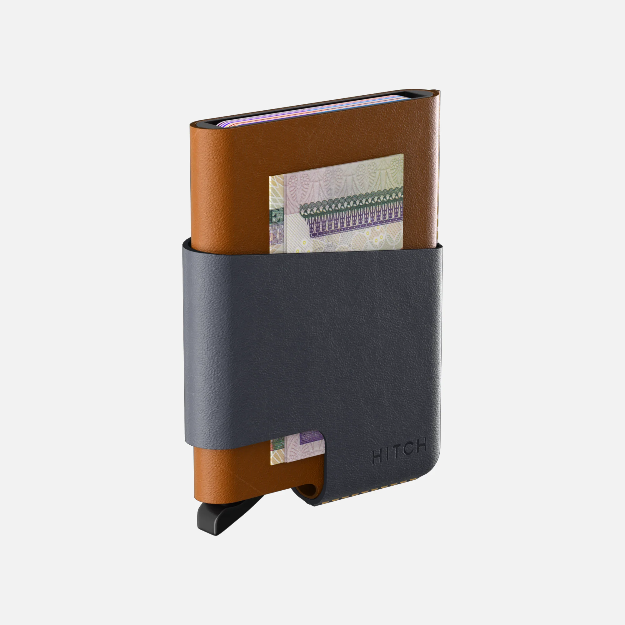 CUT-OUT Cardholder - RFID Block Featured - Handmade Natural Genuine Leather - Havan-Blue Gray - Image 3