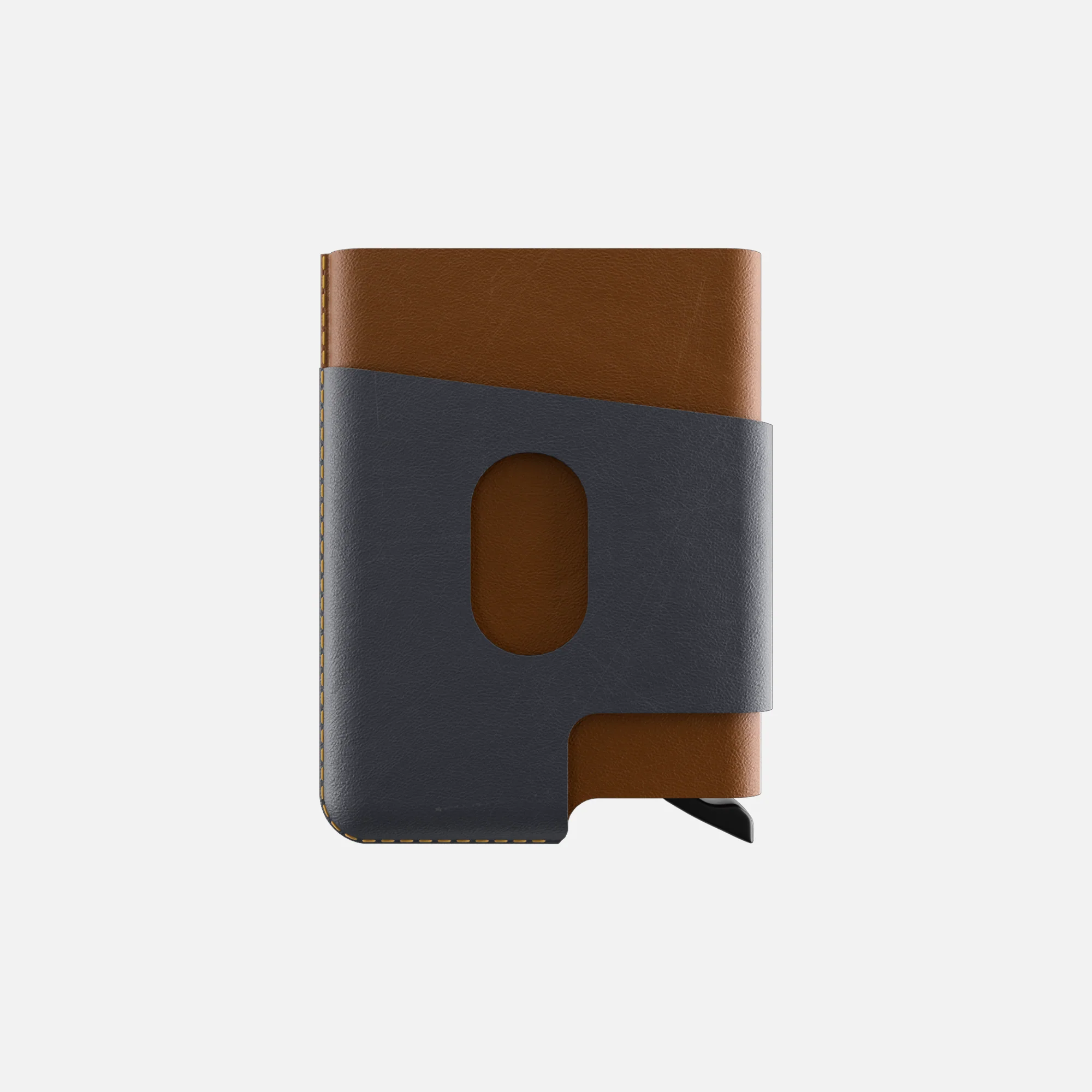 CUT-OUT Cardholder - RFID Block Featured - Handmade Natural Genuine Leather - Havan-Blue Gray - Image 4