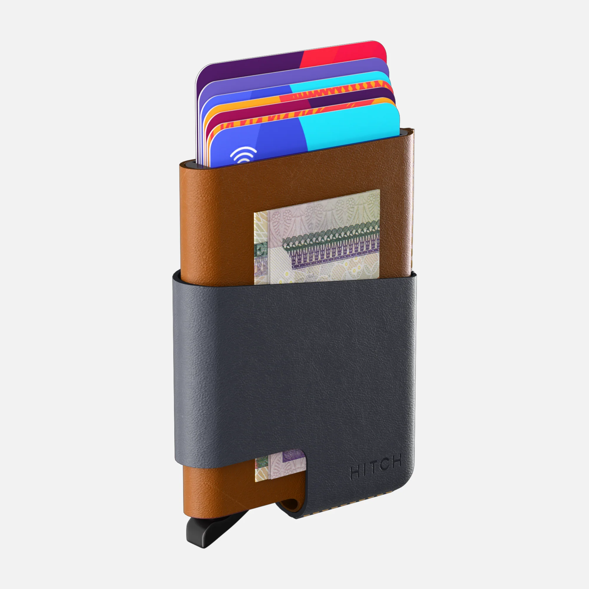 CUT-OUT Cardholder - RFID Block Featured - Handmade Natural Genuine Leather - Havan-Blue Gray - Image 5