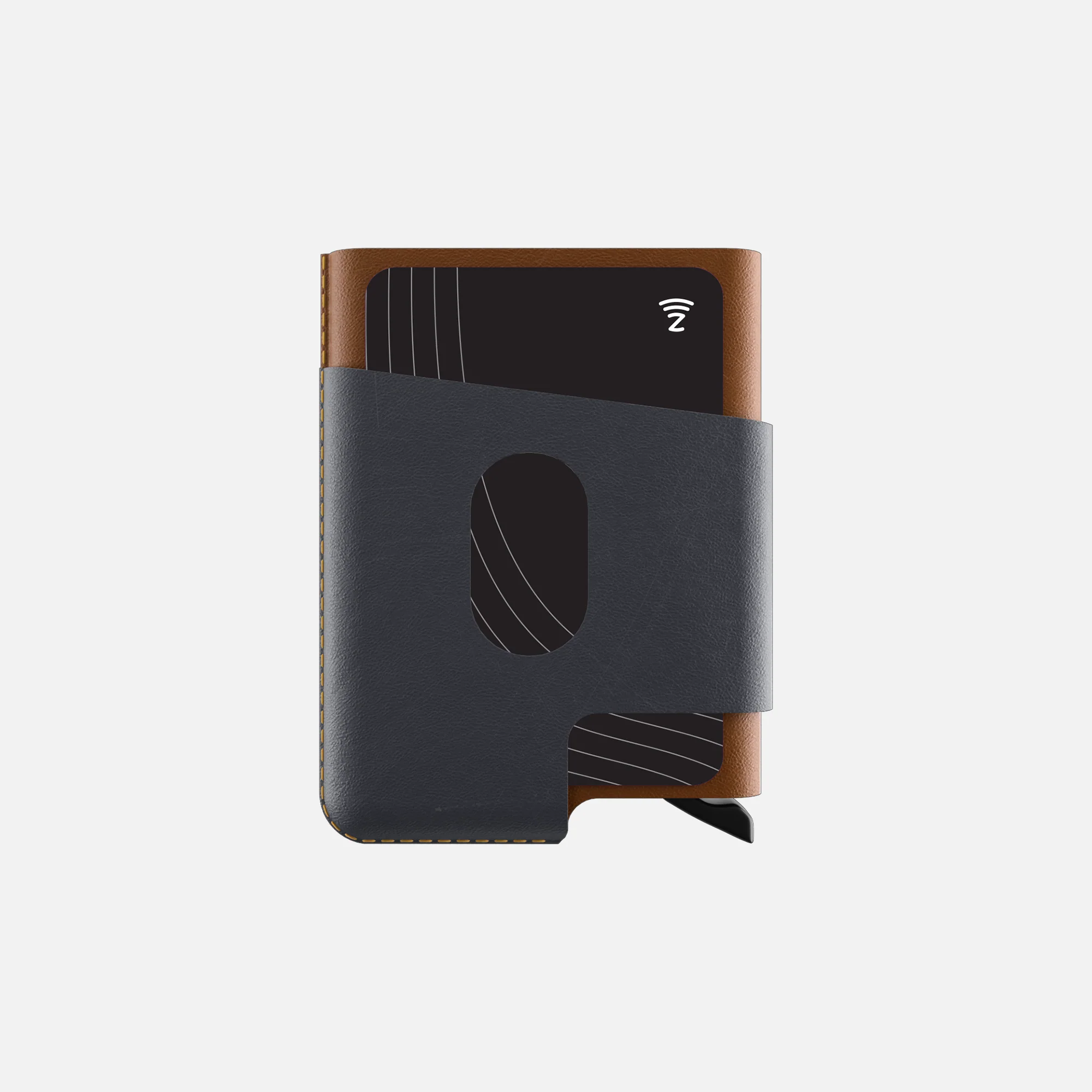 CUT-OUT Cardholder - RFID Block Featured - Handmade Natural Genuine Leather - Havan-Blue Gray - Image 8