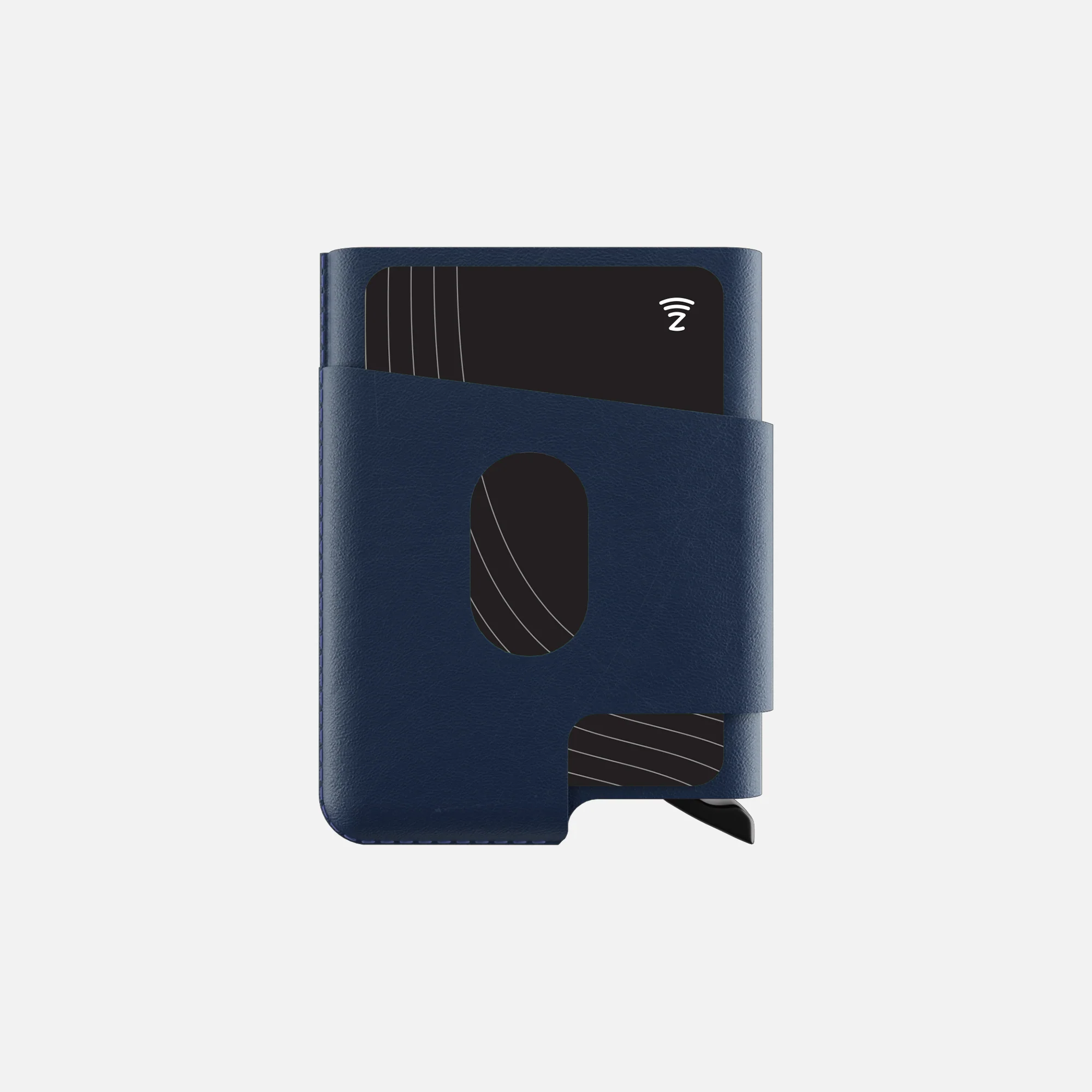 CUT-OUT Cardholder - RFID Block Featured - Handmade Natural Genuine Leather - Navy - Image 7