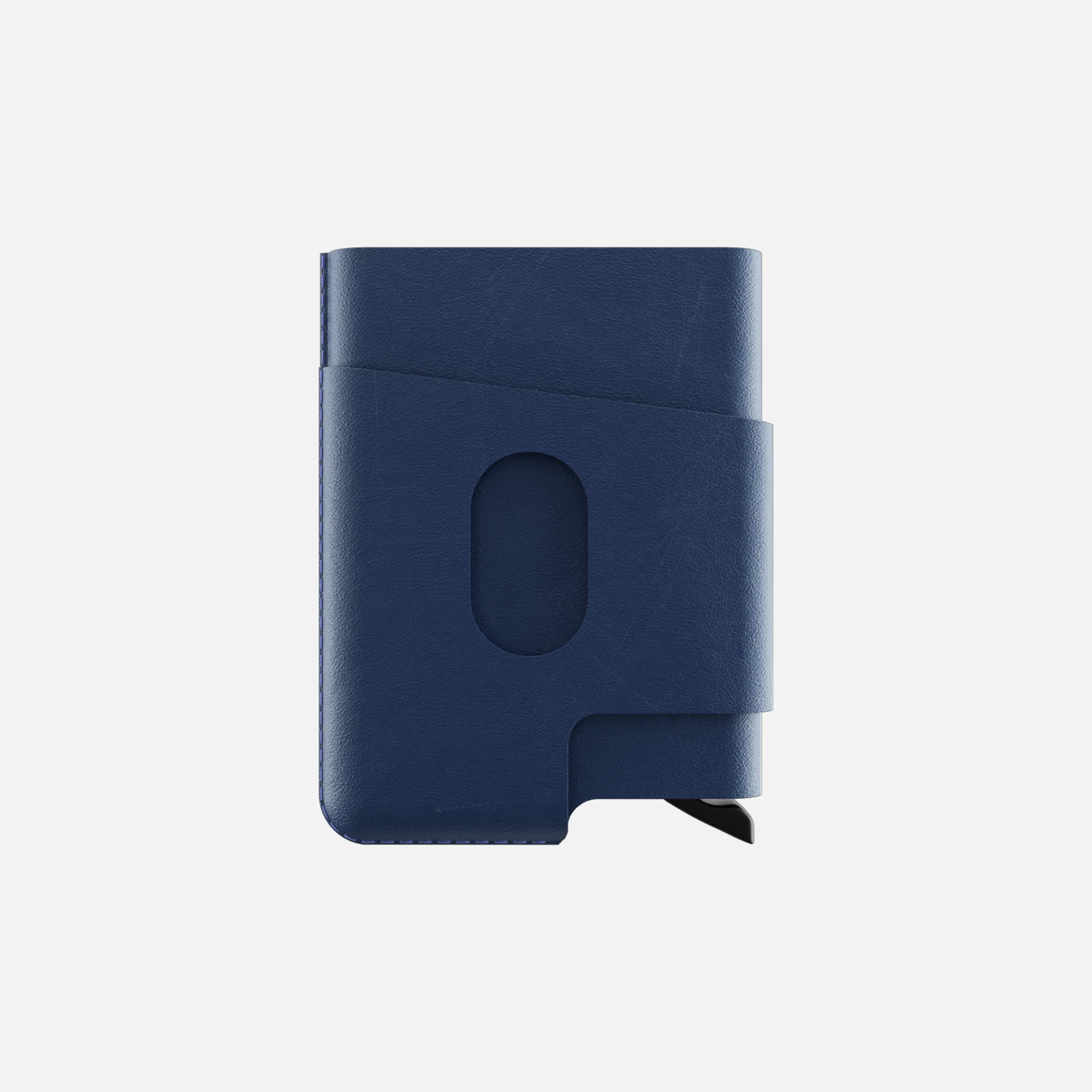 CUT-OUT Cardholder - RFID Block Featured - Handmade Natural Genuine Leather - Navy - Image 8