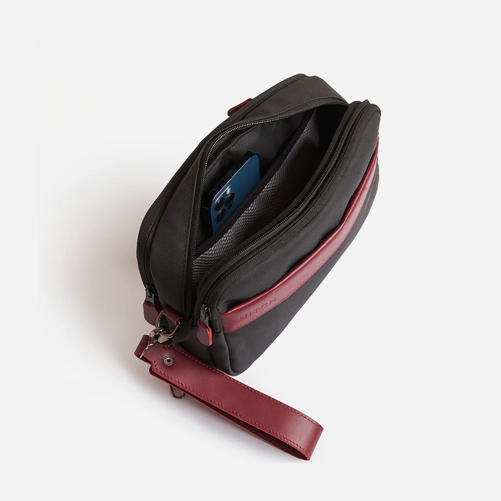 Flux — Urban Crossbody Bag - Black/Burgundy - Image 7
