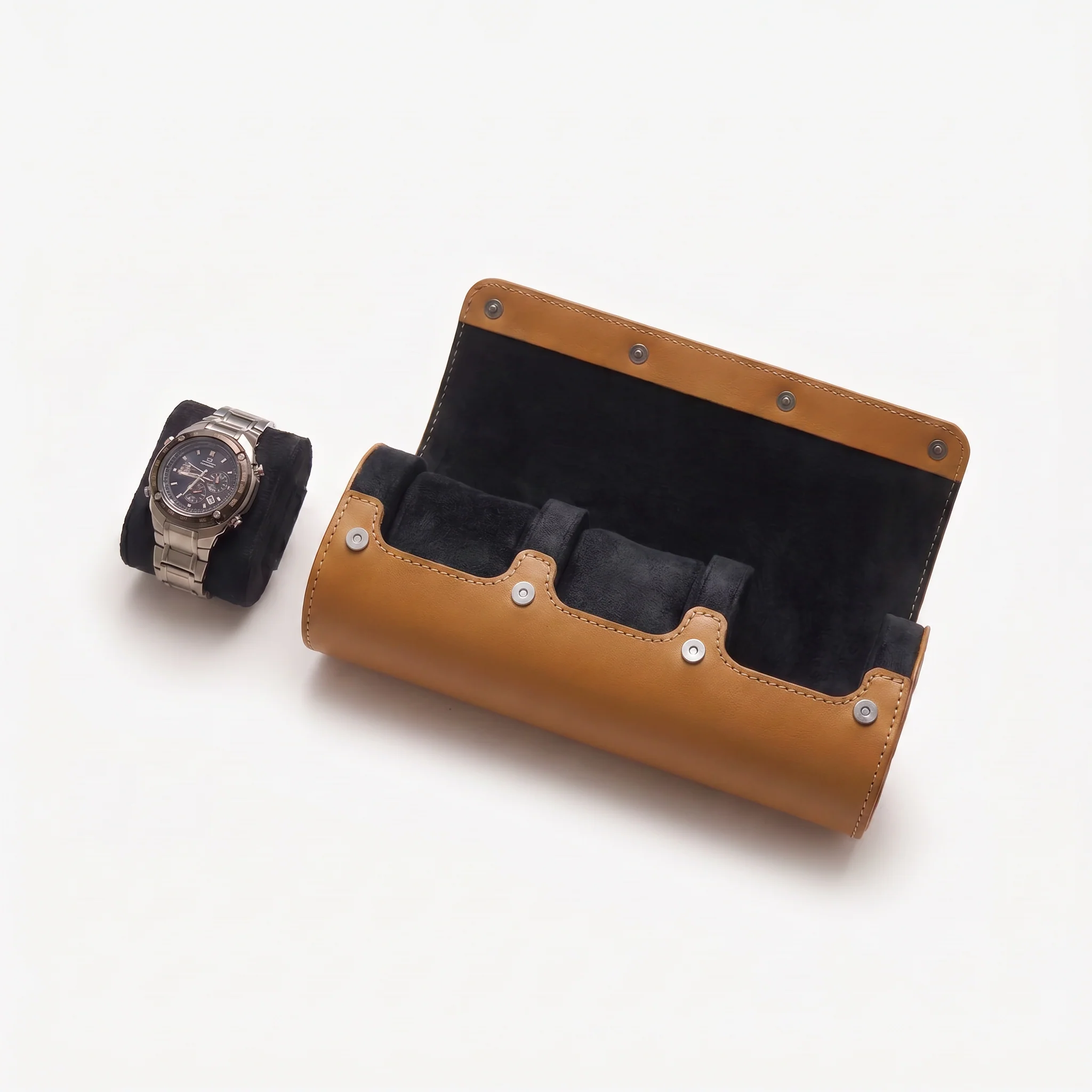 Premium Watch Case - Natural Leather - Fits 3 Watches - Image 17