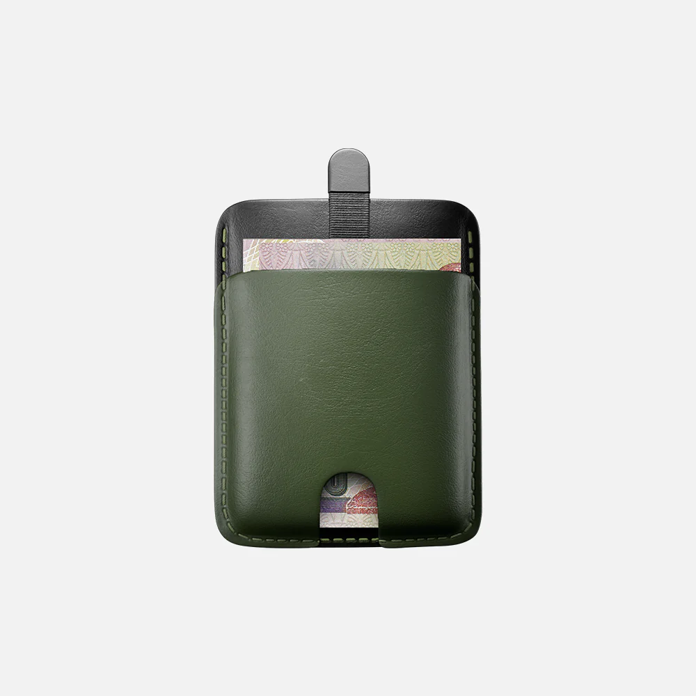 Pull-up Cardholder - Natural Genuine Leather - Black/Green - Image 4