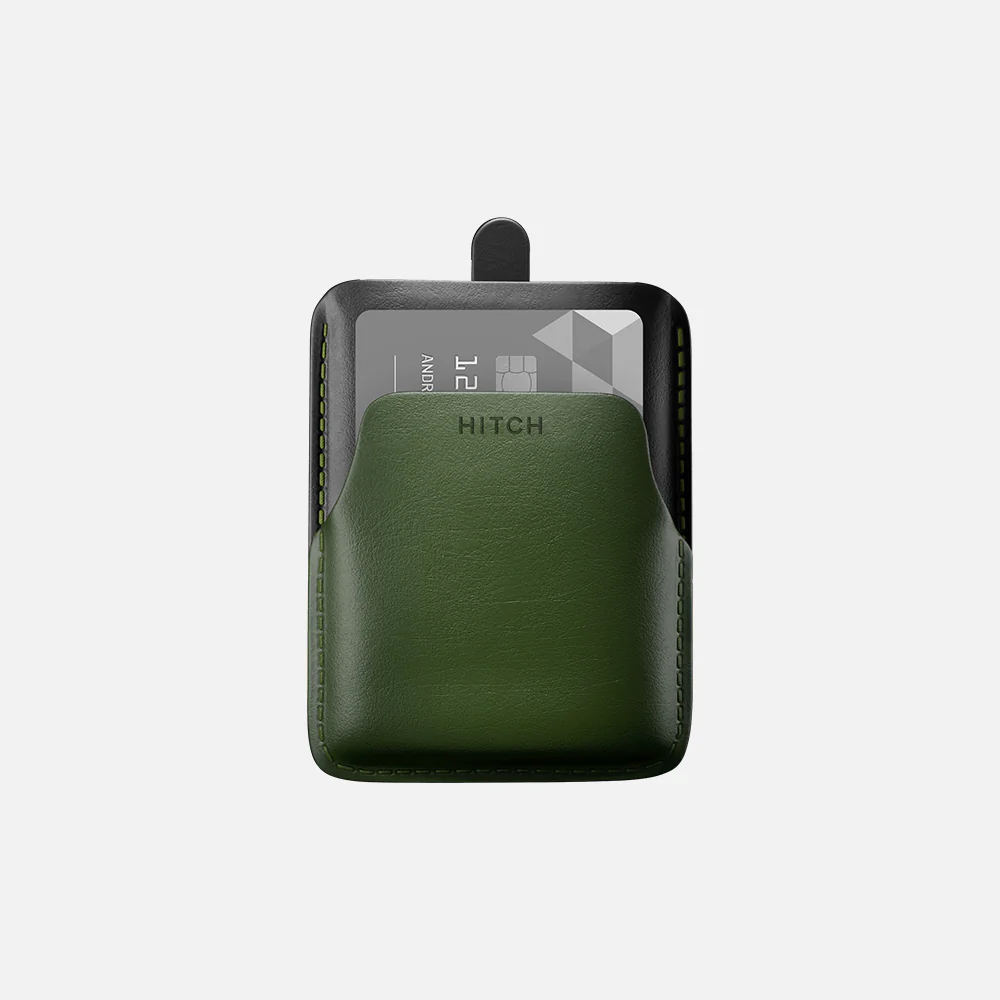 Pull-up Cardholder - Natural Genuine Leather - Black/Green - Image 5