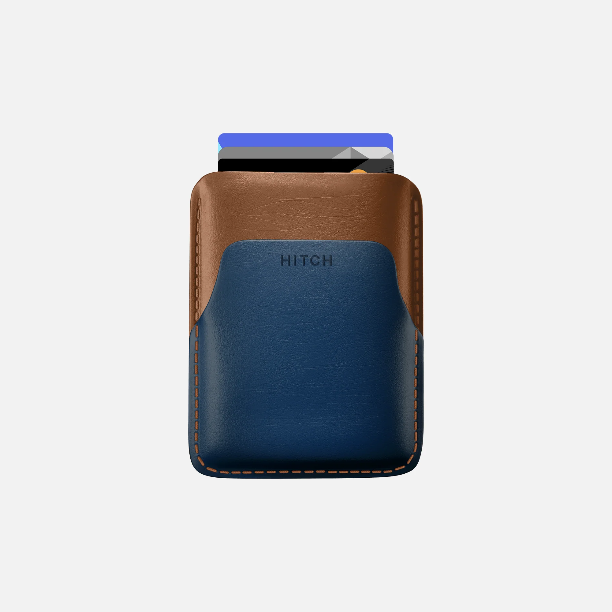 Pull-up Cardholder - Natural Genuine Leather - Havan/Navy - Image 4