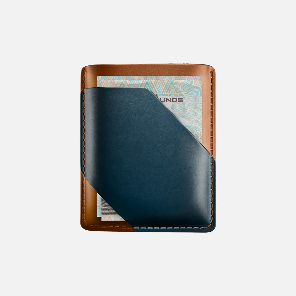 Simple Cardholder - Natural Genuine Leather - Havan/Navy - Image 3