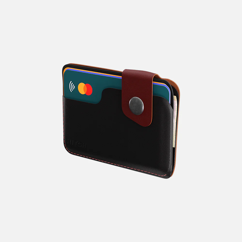 Snap Cardholder - Black/Burgundy - Image 5
